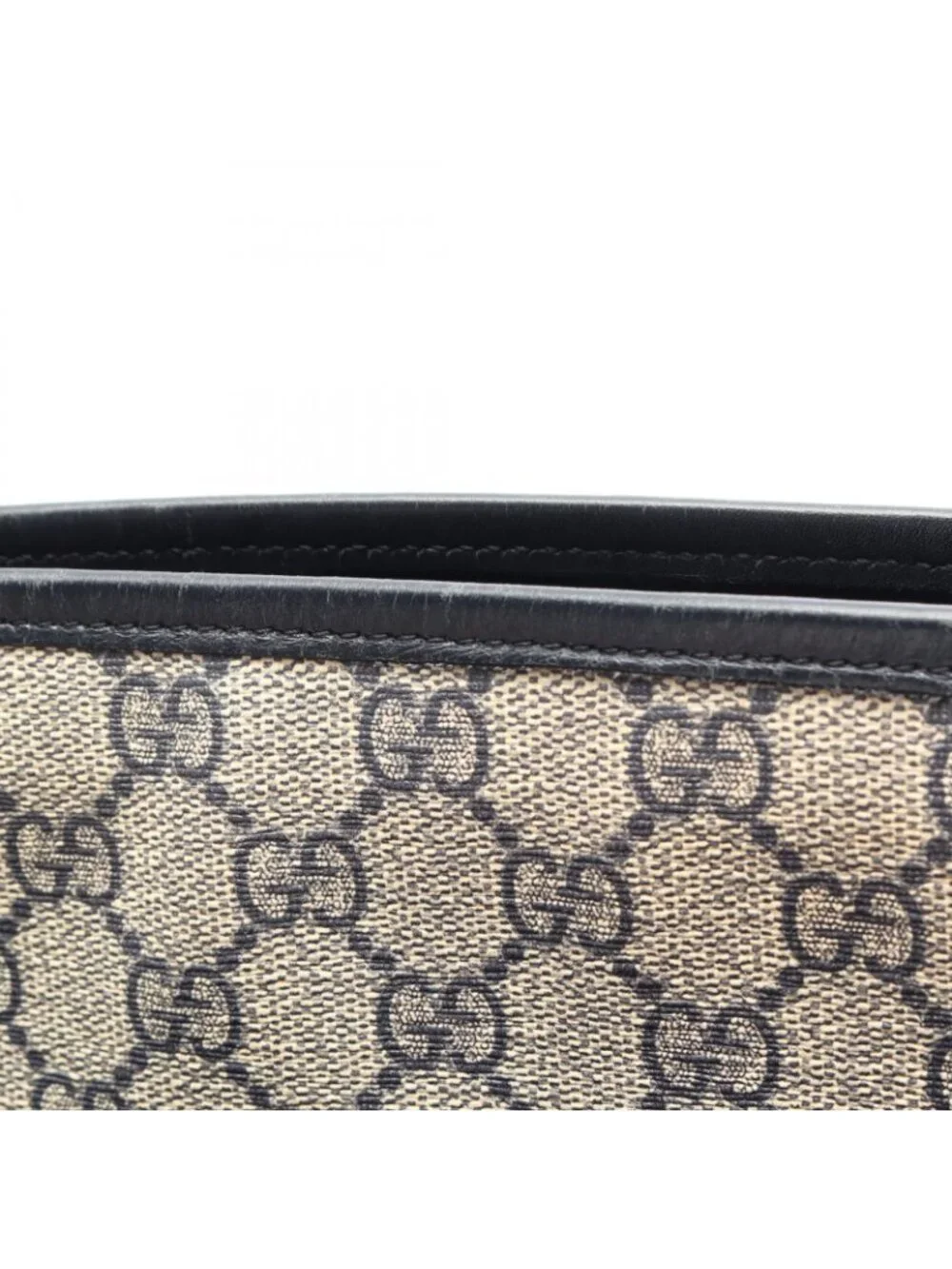 Gucci Shoulder Bag GG Supreme Beige Navy Canvas Leather